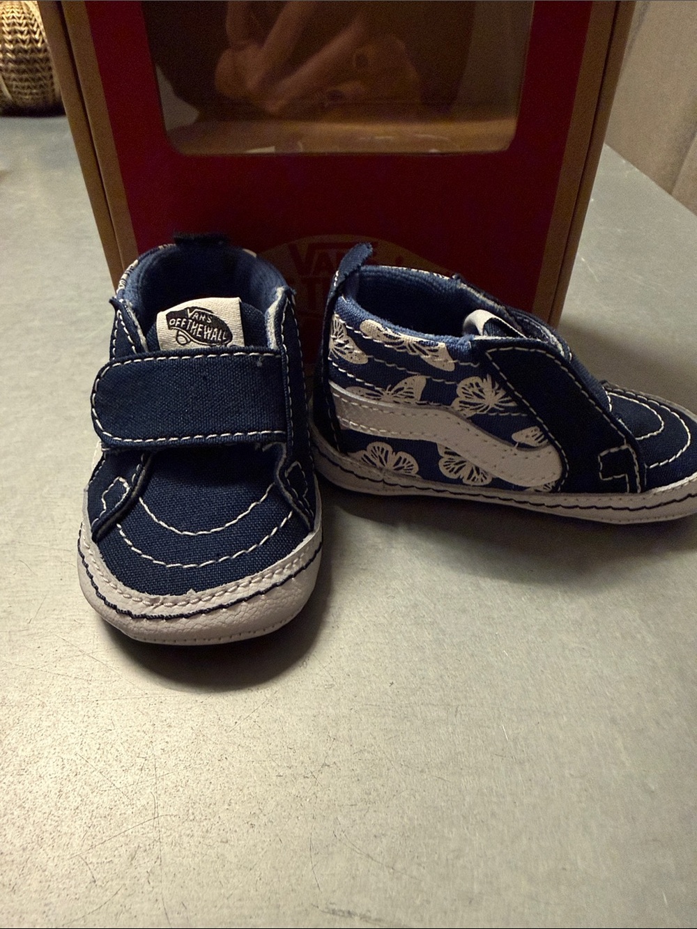 Vans Navy Floral Velcro Toddler Sneakers